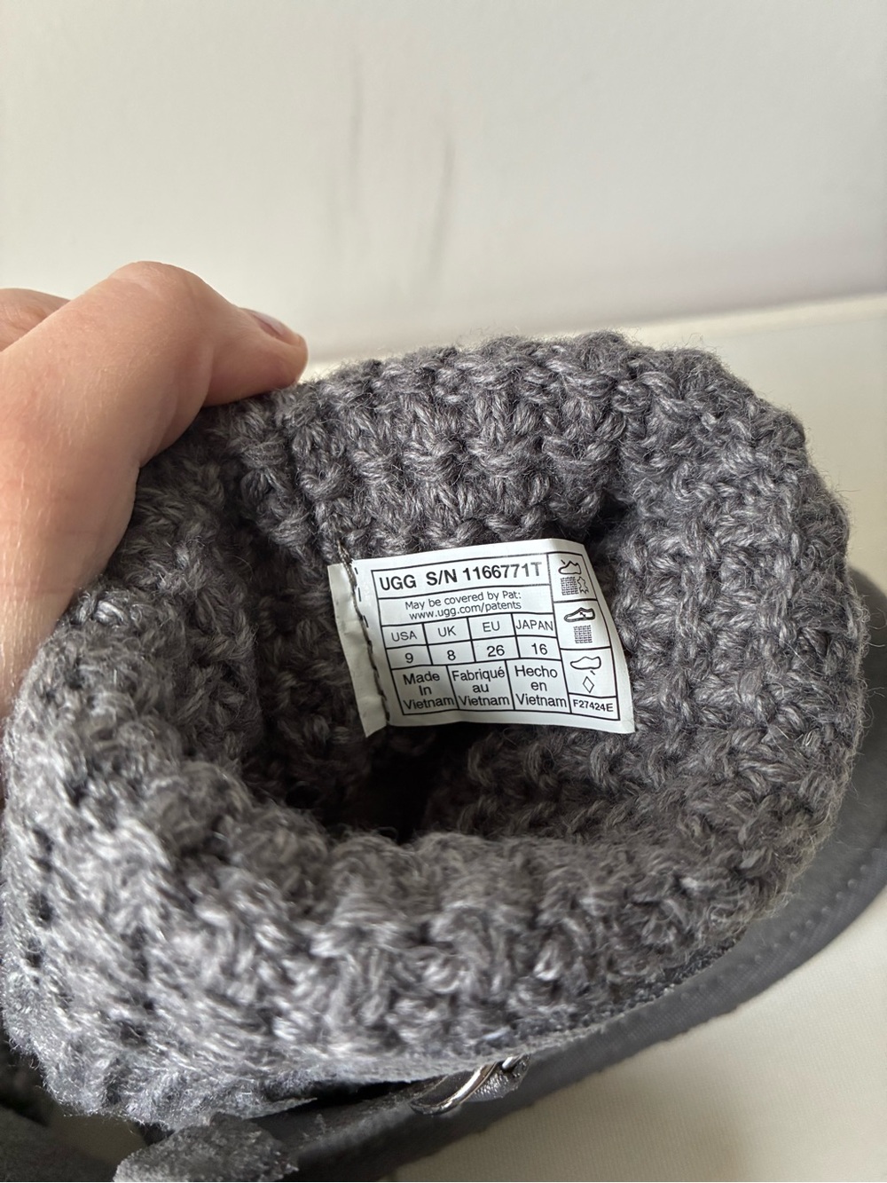 UGG Kids Gray Knit Cuff Suede Boots - Picture 3 of 5
